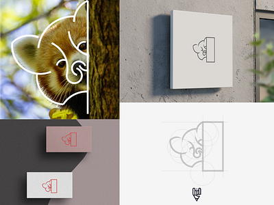 Red Panda Line Art app branding design flat golden ratio grid logo icon illustration logo red panda ui vector