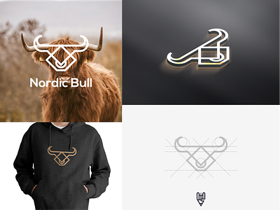 Nordic Bull Logo Design app branding design flat golden ratio grid logo icon illustration line art logo ui ux vector