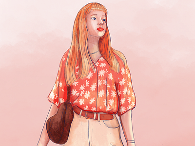 Girl with flowered shirt - Digital Illustration