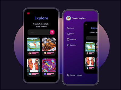 Creative network App Design_black theme