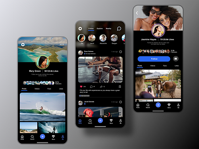 Social App Design_black theme