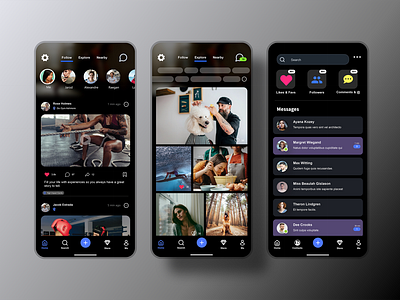 Social App Design_black theme