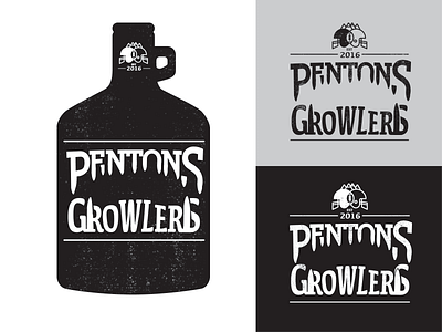 Pentons Growlers beer brand design football growlers logo negative space