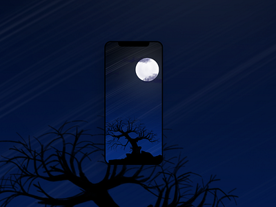 iPhone wallpaper - winter night illustration procreate wallpaper