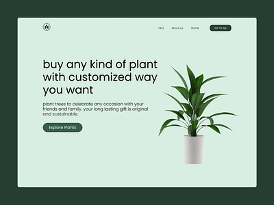 Landing page for plant shop app design product ui ui design ux web