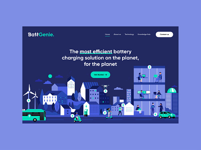 Website for battery management solutions creative design homepage homepage banner illustraion minimal typography ui