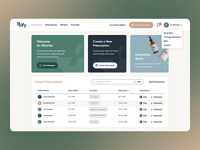 Doctors Prescription Dashboard dashboard design minimal ux website