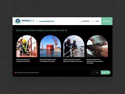 Elearning Module Screen for Shipping Industry creative design elearning shipping ui ux