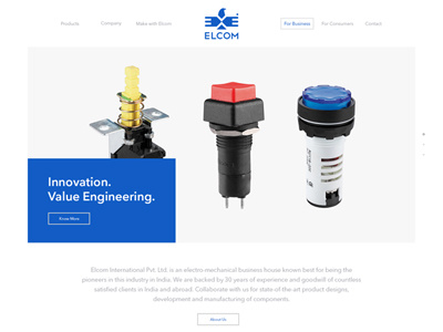 WIP Elcom International blue engineering homepage modern simple ui ux website