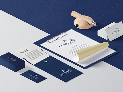 Branding in progress blue branding logo mockup realestate stationary