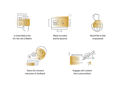 Icons corporate gold gradient icons minimal website