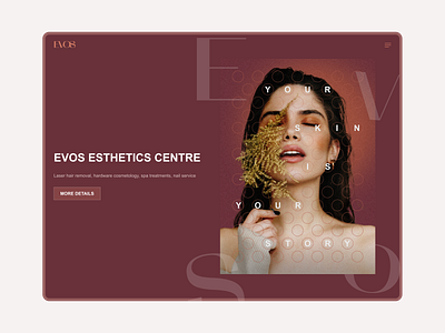Evos aesthetic center - design of the first screen aesthetics belarus design figma ui website