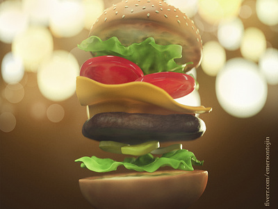 Burger 3d 3d art advertising burger burgers character character design creative design food publicity scene