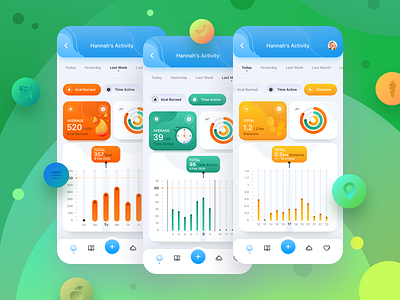 Wello: Health App for Kids. Activity Screens activity app application cards colorfull fitness app healthapp iosapp kidsapp tracking ui uiux widgets