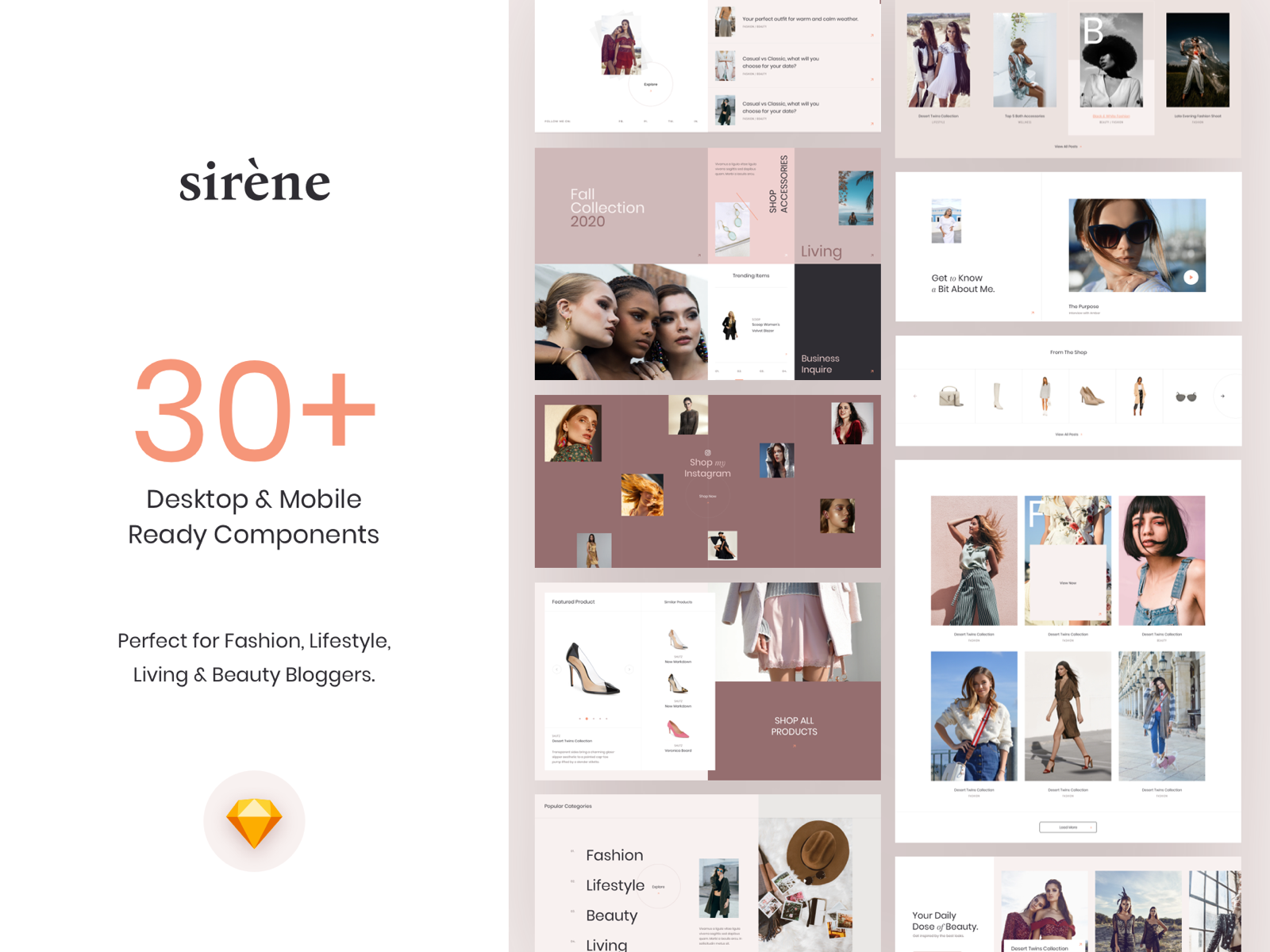 Sirène - Blogger Design Kit for Sketch by Linetilt by Radu Spătaru on ...