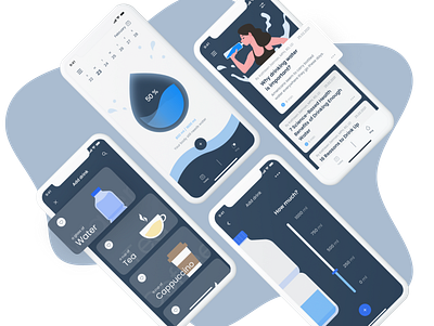 H2O Water tracking app app balance design hydrated ui ux water