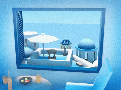 Santorini, Greece design illustration minimal trip