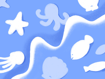 Coquillages et crustacés… animals beach blue coquillage fish illustration ipad pro sea summer texture
