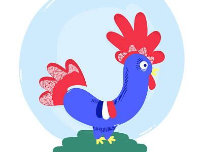 Le Roi de la basse-cour ! animal blue cock coq football france illustration ipad pro match soccer team world cup
