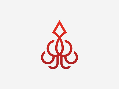 Fresh Red Squid Logo branding design elegant logo identity logo logodesign monoline octopus logo squid logo