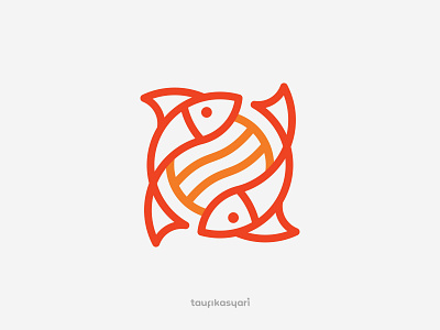 Two Fish Seafood Logo branding elegant fish fishing graphic design icon logo modern monoline ocean restaurant sea seafood tasty