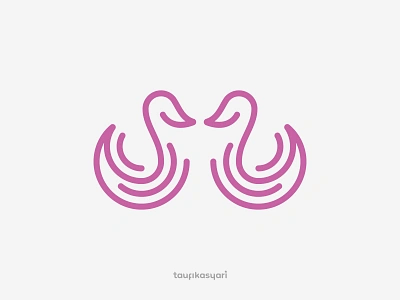 Monoline Twin Swan Logo bird branding elegant feminime goose graphic design icon identity logo love modern monoline swan swan logo swansea