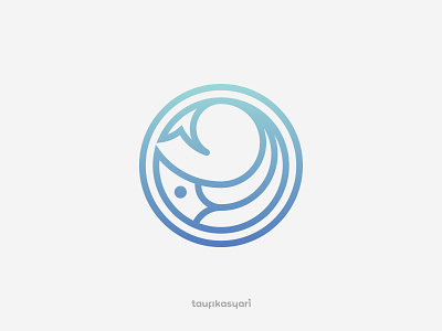 Fish Wave Logo branding design fish graphic design icon identity logo modern monoline ocean sea water wave