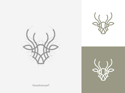 Monoline Deer Head Logo branding deer deer head deer logo design elk gazelle hunting club icon identity line art logo logo design modern monoline