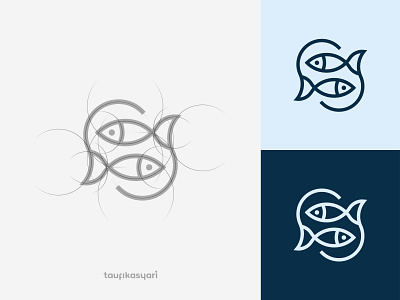 S Two Fish Logo branding design fish fish logo fishing graphic design icon identity logo marine monoline ocean sea two fish