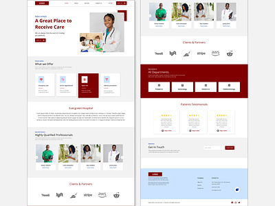 Hospital website (Health care) app blue design figma healthcare hospital medical prototype red ui ux web design website