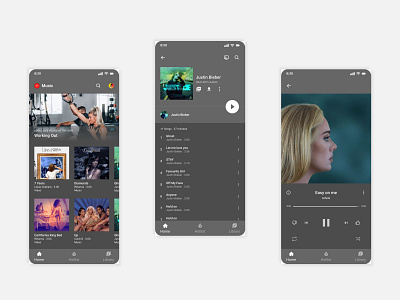 Music Player (Cloned Youtube Music App) Daily UI #009 app blue design figma music prototype red ui ux