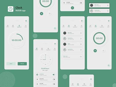 Mobile Clock App ( Neomorphic / embossed design )