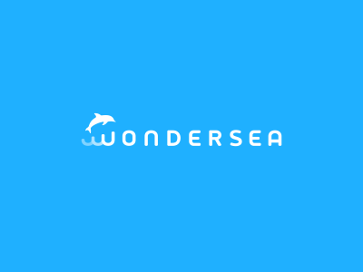 Wonder Sea Logo Design brand branding design dolphin icon identity logo logotype mark ocean water wordmark