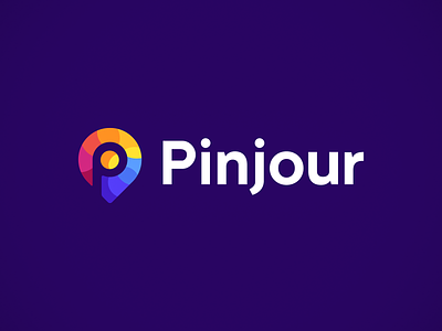Pinjour Logo Design brand branding business cards stationery clever colorful design digital icon identity j u m p e d o v e r l a z y d o g logo modern negative space pin smart symbol vibrant