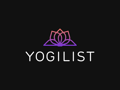 Yogilist Logo Design book brand branding business cards stationery clever flower icon icons identity lineart logo logodesign logodesigner lotus mark modern startup vibrant yoga yogi