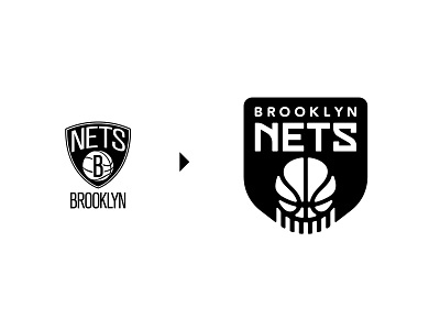 Brooklyn Nets Classic Black White Shield Logo Type Orange HiLight