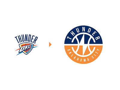 Oklahoma City Thunder (NBA) Logo Redesign badge basketball bolt brand branding creative crest design icon icons identity logo nba nfl nhl oklahoma sport sports symbol thunder