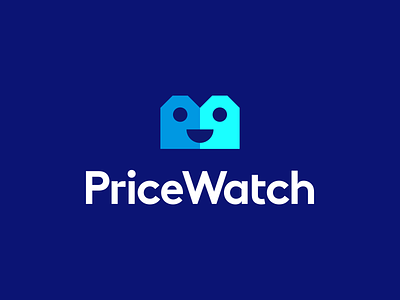 Price Watch Logo Design appicon artificial intelligence brand branding clever smart symbol crypto cryptocurrency blockchain design icon identity logo logodesign logotype mark modern vibrant digital price tag retail sales smile software toy toys