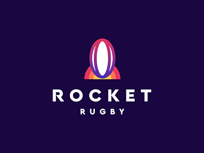 Rocket Rugby - Rugby ball / Sunset / Rocket ball brand clever creative design esports football icon logo logodesign logotype mark modern nfl rocket rugby space spaceship sports symbol