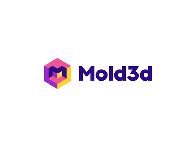 Mold3d Logo Design Concept - 3D printing / Cube / Hexagon 3d 3d logo blockchain brand clever crypto cryptocurrency cube design geometric geometric logo hexagon icon logo logodesign logotype m logo modern software tech