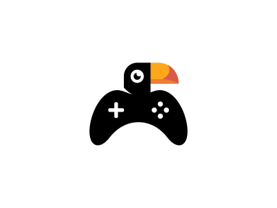 Toucan Gamepad Logo Design bird brand branding design fly game gamepad icon identity logo toucan wings