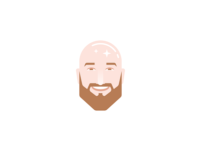Head Icon Design bald beard brand branding design face head icon identity logo sparkle