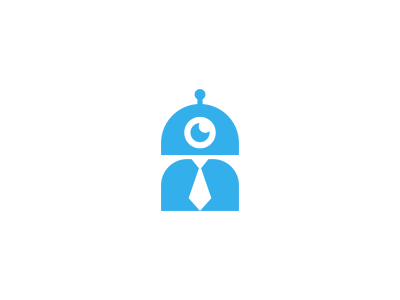 Office Robot Logo Design blue brand branding design icon identity job logo office program robot tie