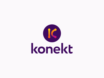 Konekt Logo Design brand branding connection design icon identity k logo monogram