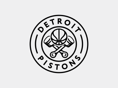 Detroit Pistons Logo Design V2 B/W