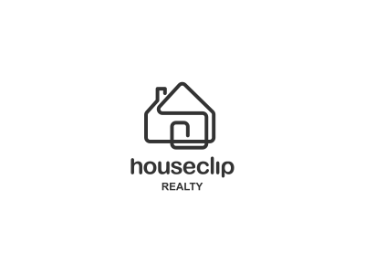 House Logo Design - Paperclip, House, Lineart