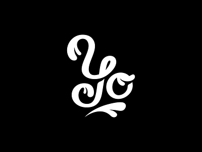 YO brand calligraphy design flow lettering letters ligature logo typography