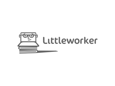 Littleworker Logo Design agency books character design designer graphic icon icons illustration laptop logo mark online shop smart symbol used