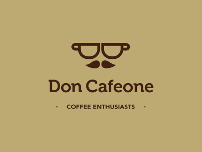 Don Cafeone coffee cup design enthusiast gentlemen icon logo moustache