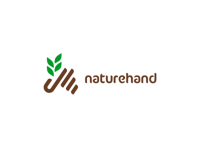 Naturehand Logo Design logo icon icons design nature leaf hand palm fingers brown tree branch green sustainability eco designer graphic freelance brand mark clever